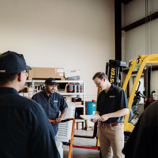 A Spectrum installation team gets ready to go out for a job.