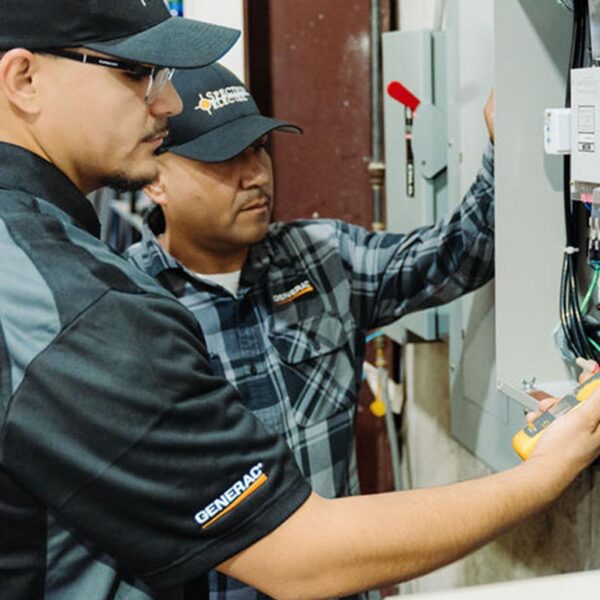 Working on a generator service panel